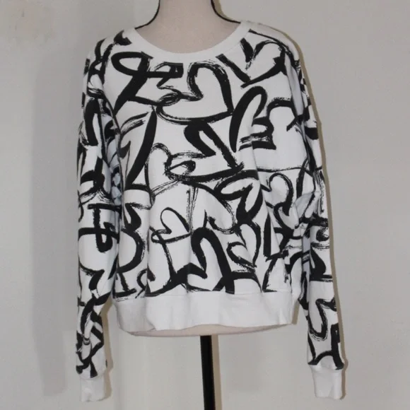 Maeve Anthropologie Heart Printed Sweatshirt Size Small - Picture 3 of 10